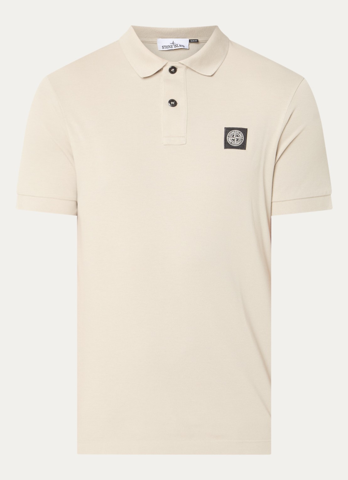 Stone Island S0017 slim fit polo van piqué katoen met logo - voorkant 4 zand
