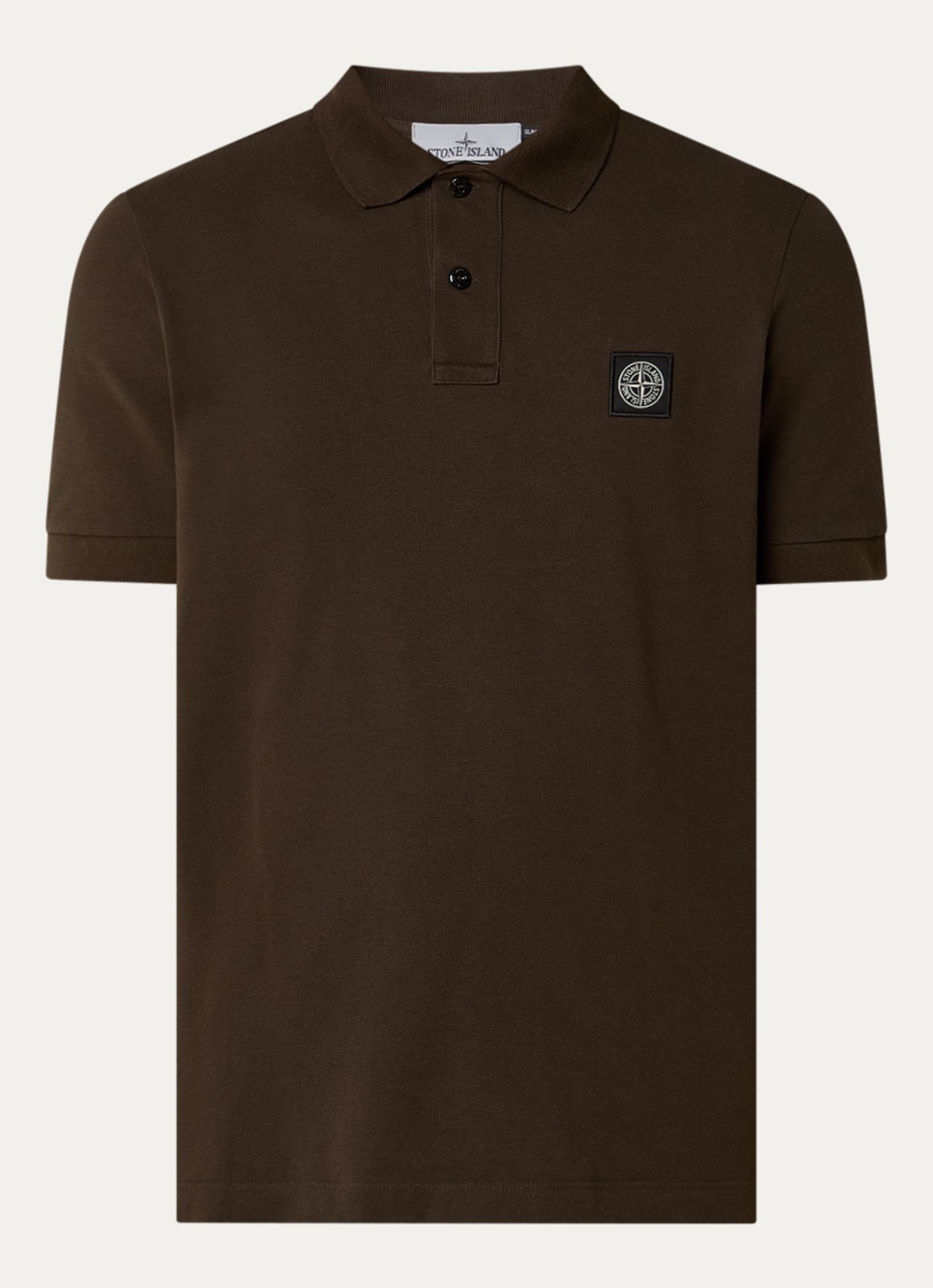 Stone Island S0017 slim fit polo van piqué katoen met logo - voorkant 4 grijs