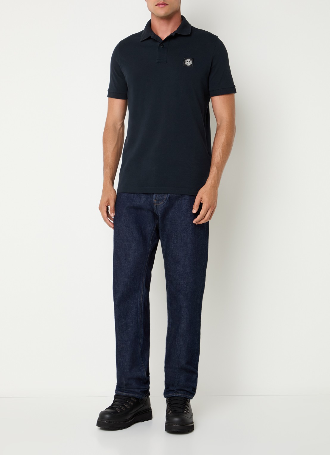 Stone Island S0017 slim fit polo van piqué katoen met logo - voorkant 5 roze