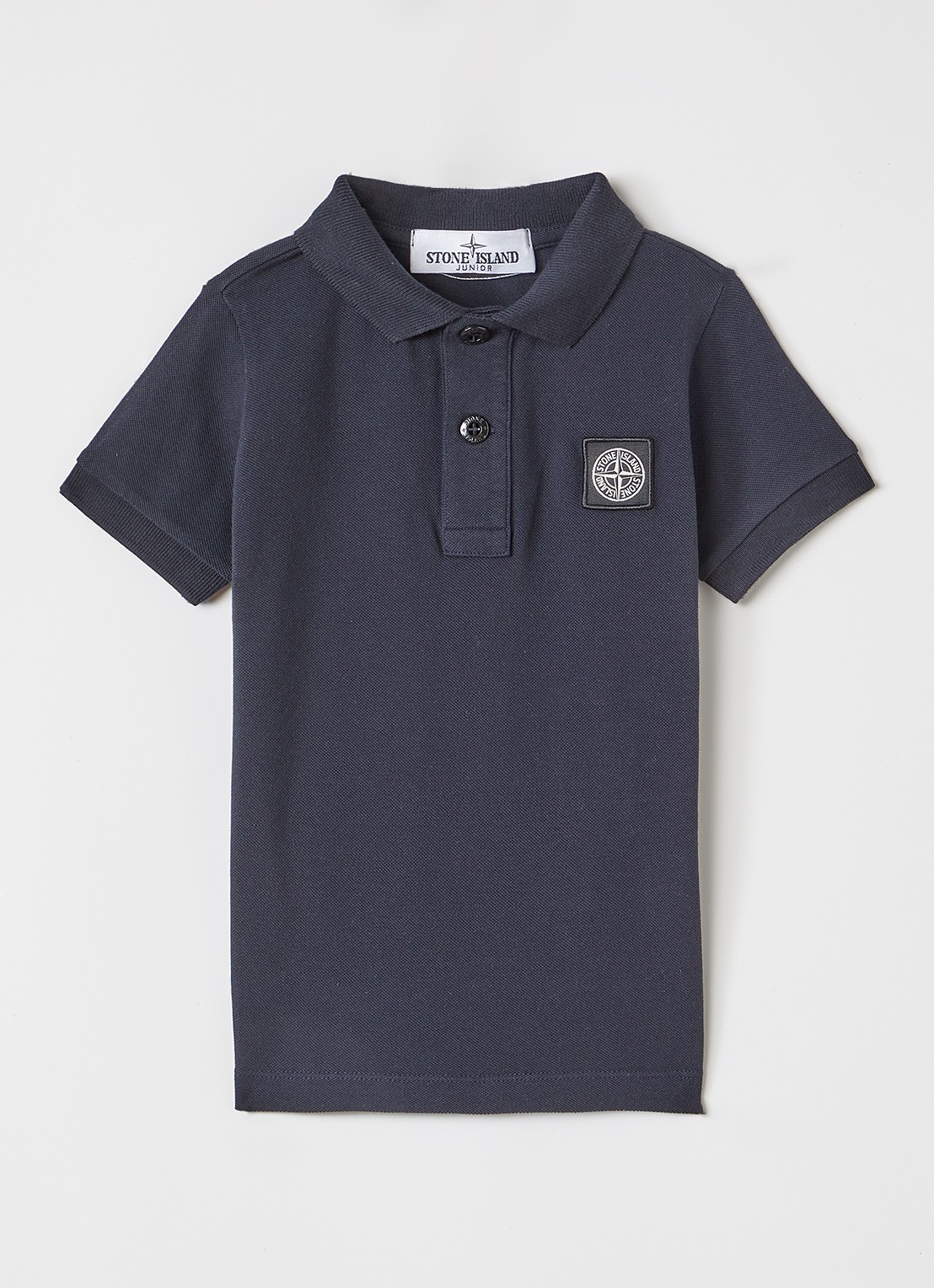 Stone Island S0018 polo van piqué katoen - voorkant donkerblauw