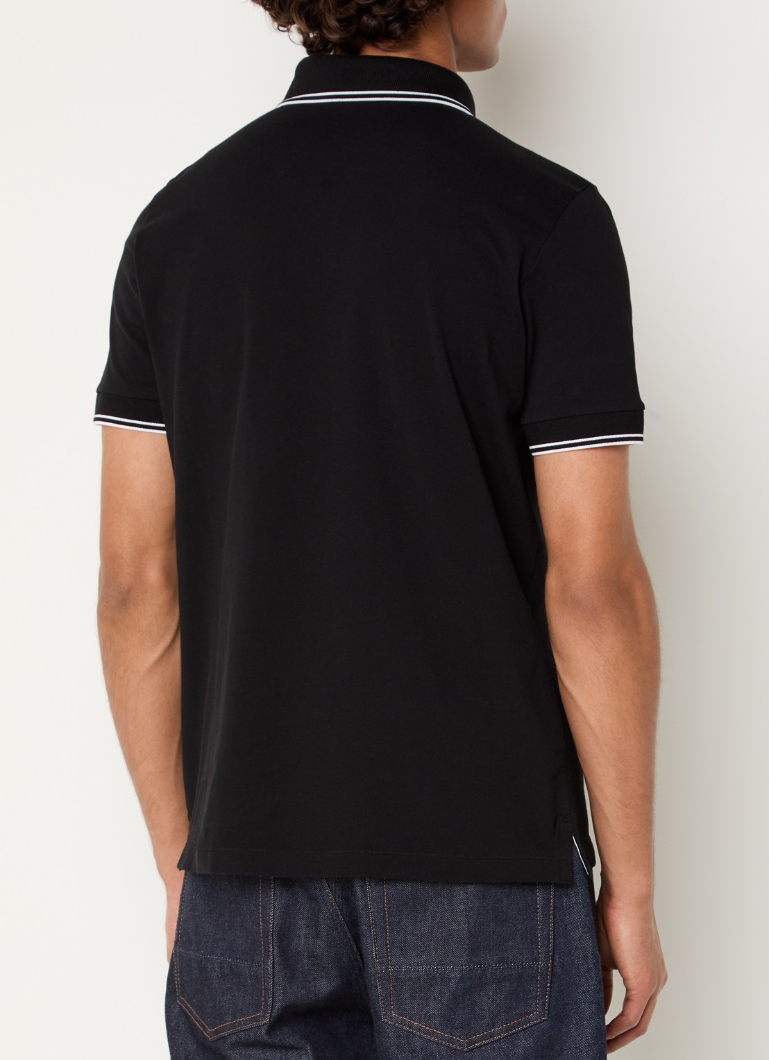 Stone Island S0018 regular fit polo met logoborduring - achterkant zwart
