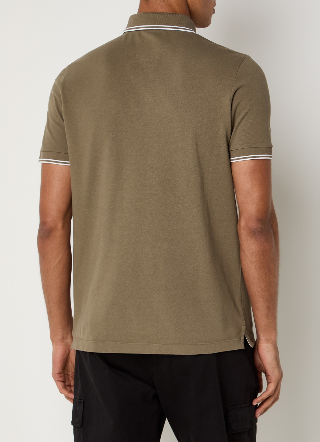 Stone Island S0018 regular fit polo met logoborduring - achterkant 5 legergroen