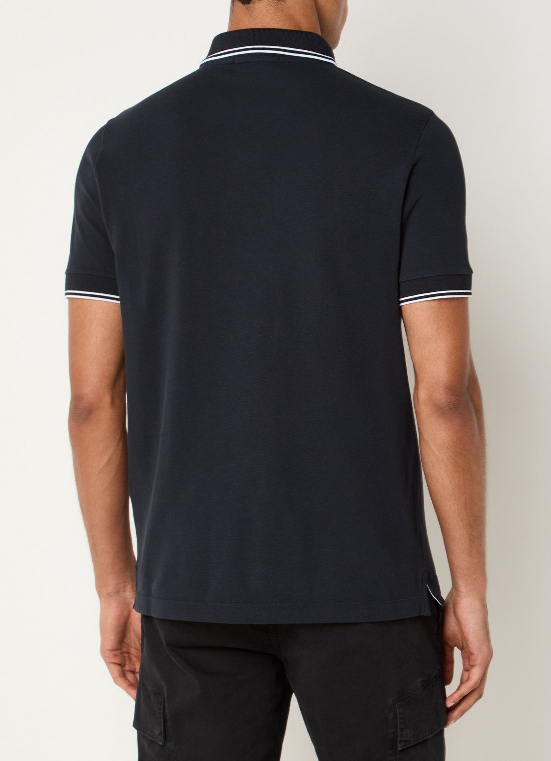 Stone Island S0018 regular fit polo met logoborduring - achterkant donkerblauw
