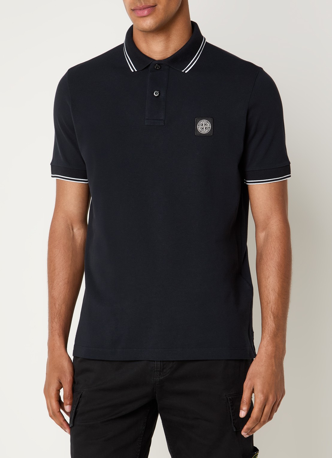 Stone Island S0018 regular fit polo met logoborduring - detail 4 donkerblauw