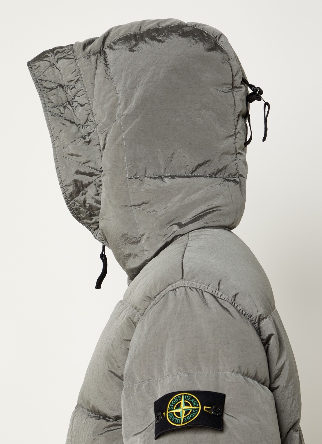 Stone Island S0019 puffer jack met capuchon en donsvulling - detail 5 grijs