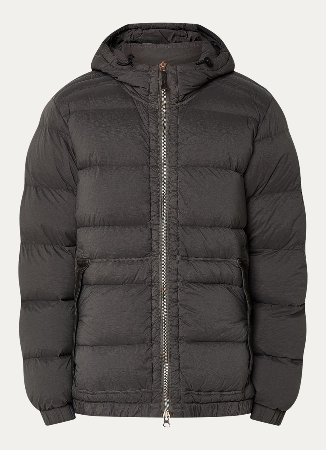 Stone Island S0028 puffer jack met donsvulling en logo - voorkant 5 antraciet