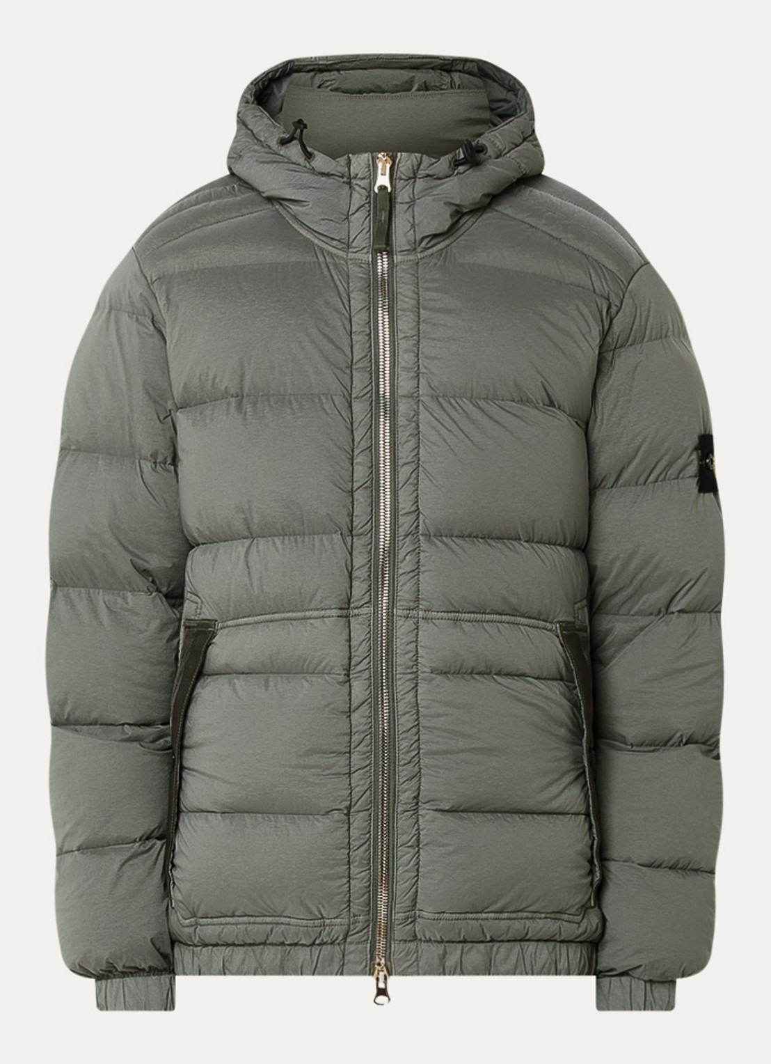 Stone Island S0028 puffer jack met donsvulling en logo - voorkant 2 donkergrijs