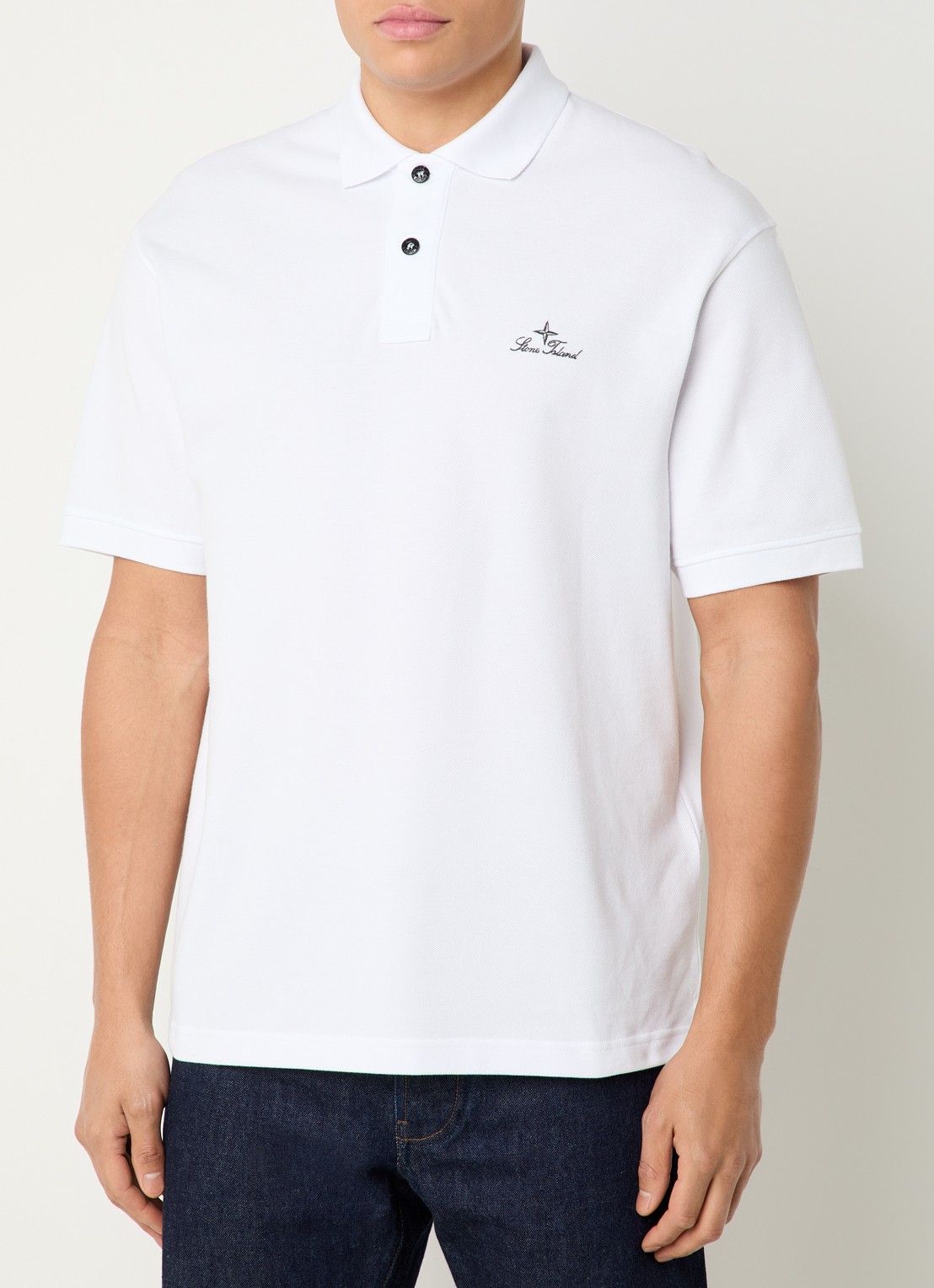 Stone Island S0039 regular fit polo met logoborduring - detail 2 wit
