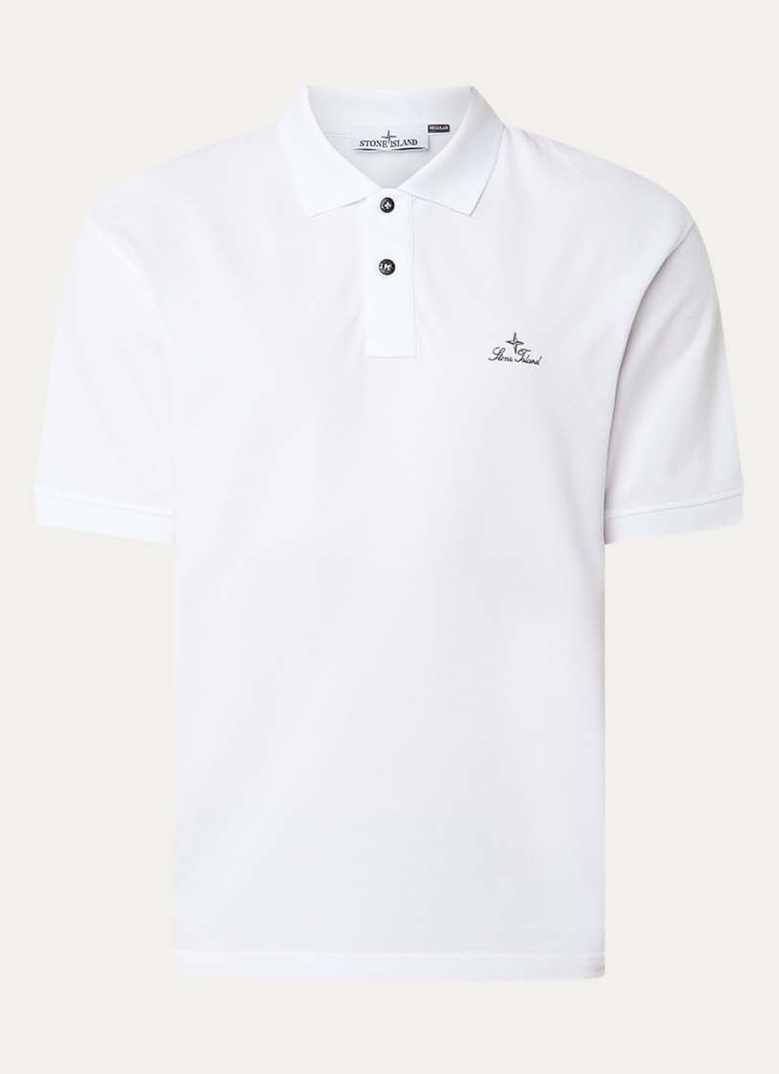 Stone Island S0039 regular fit polo met logoborduring - voorkant 4 wit