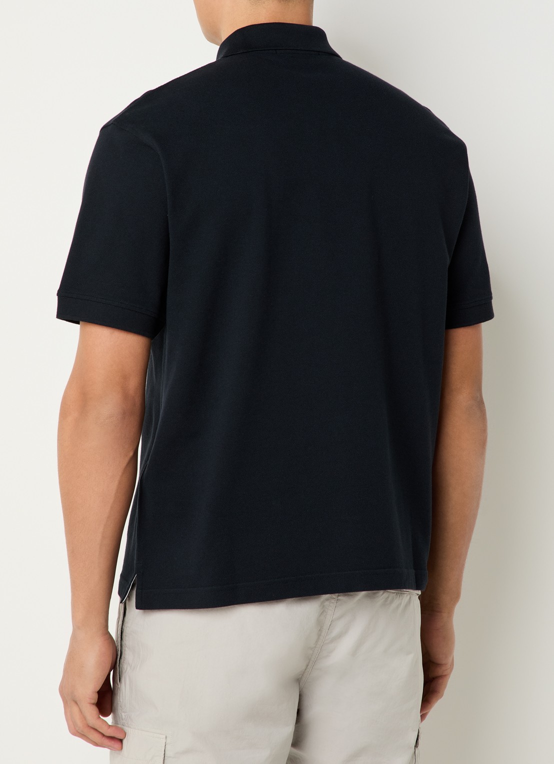 Stone Island S0039 regular fit polo met logoborduring - achterkant zwart