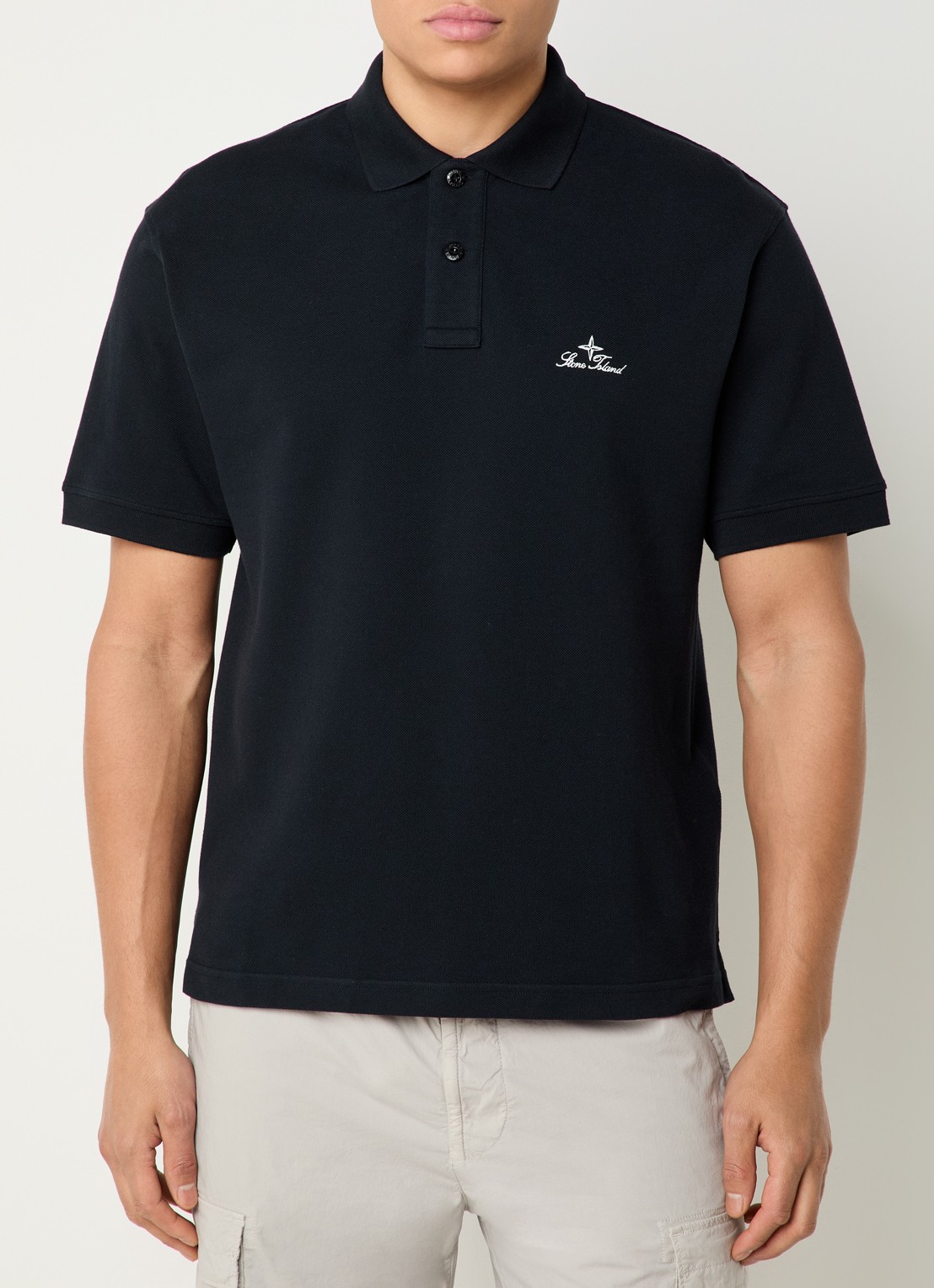 Stone Island S0039 regular fit polo met logoborduring - detail 2 zwart