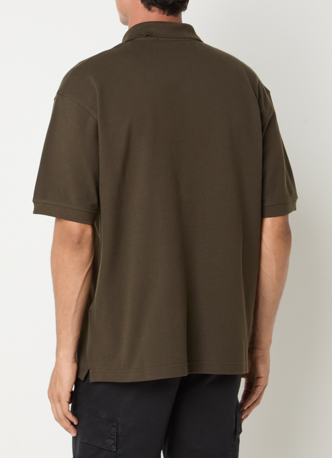 Stone Island S0039 regular fit polo met logoborduring - achterkant 5 mosgroen