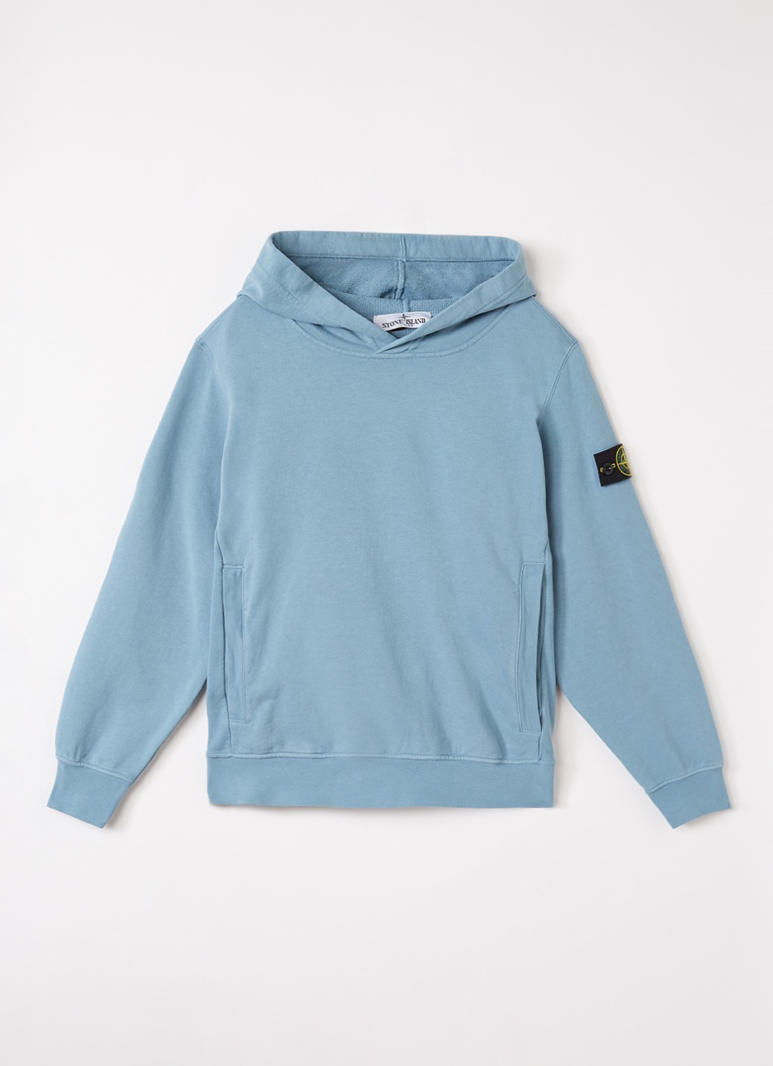 Stone Island S0040 hoodie met logo - voorkant staalblauw