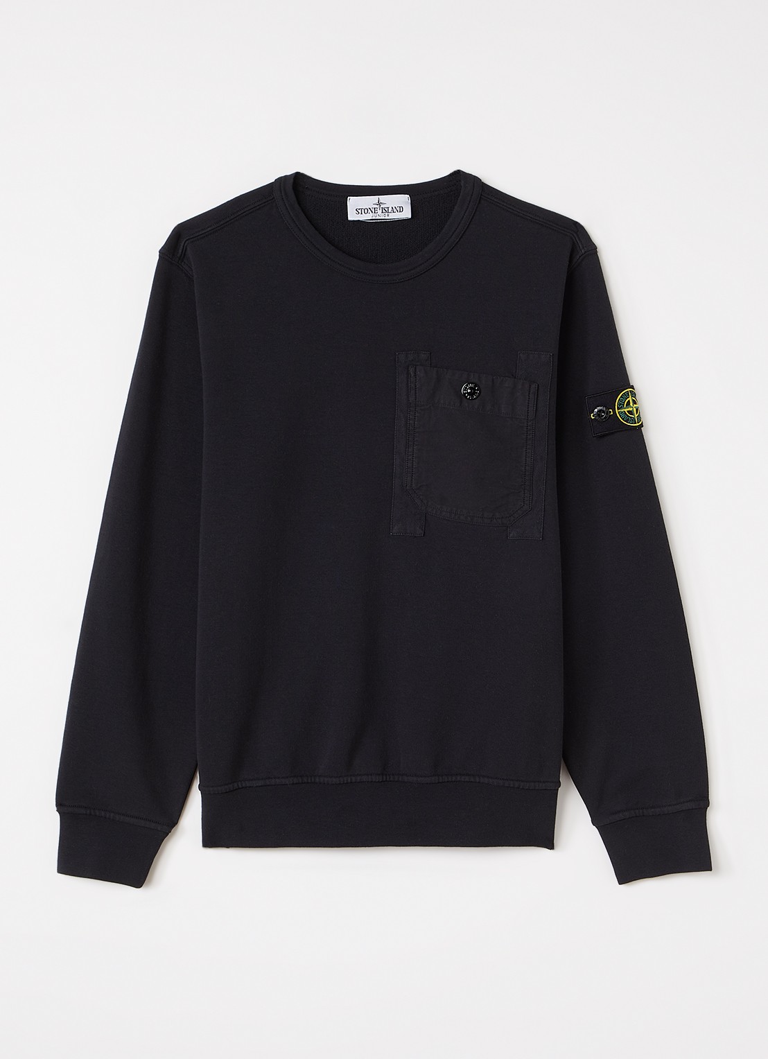 Stone Island S0040 sweater met borstzak - voorkant zwart