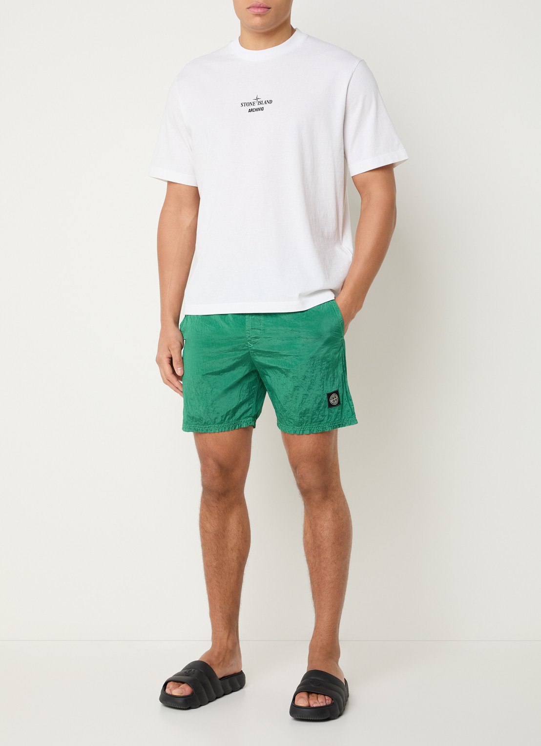 Stone Island S0043 Long zwemshorts met steekzakken - voorkant 4 groen
