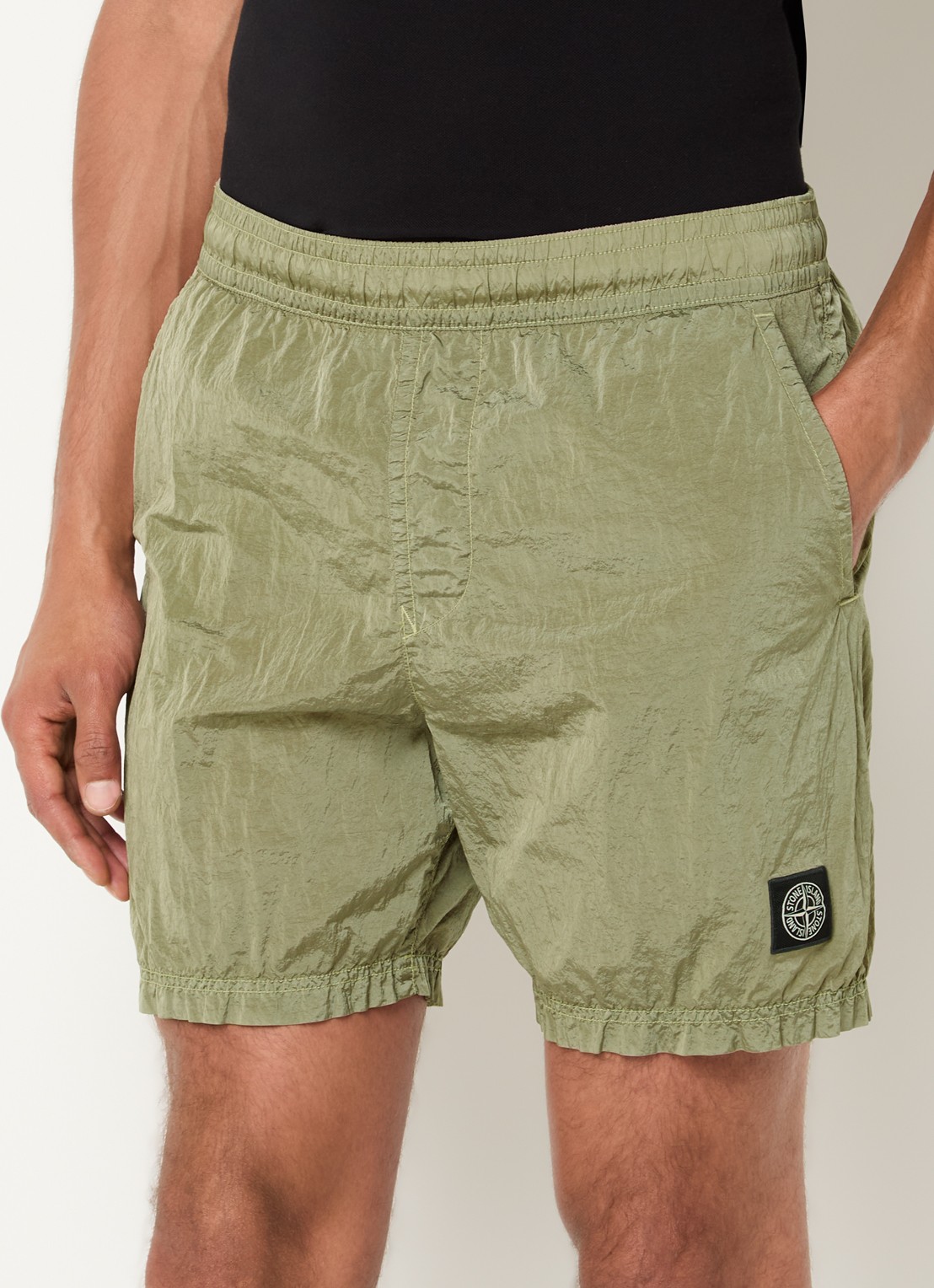 Stone Island S0043 zwemshort met logo en steekzakken - detail 2 olijfgroen
