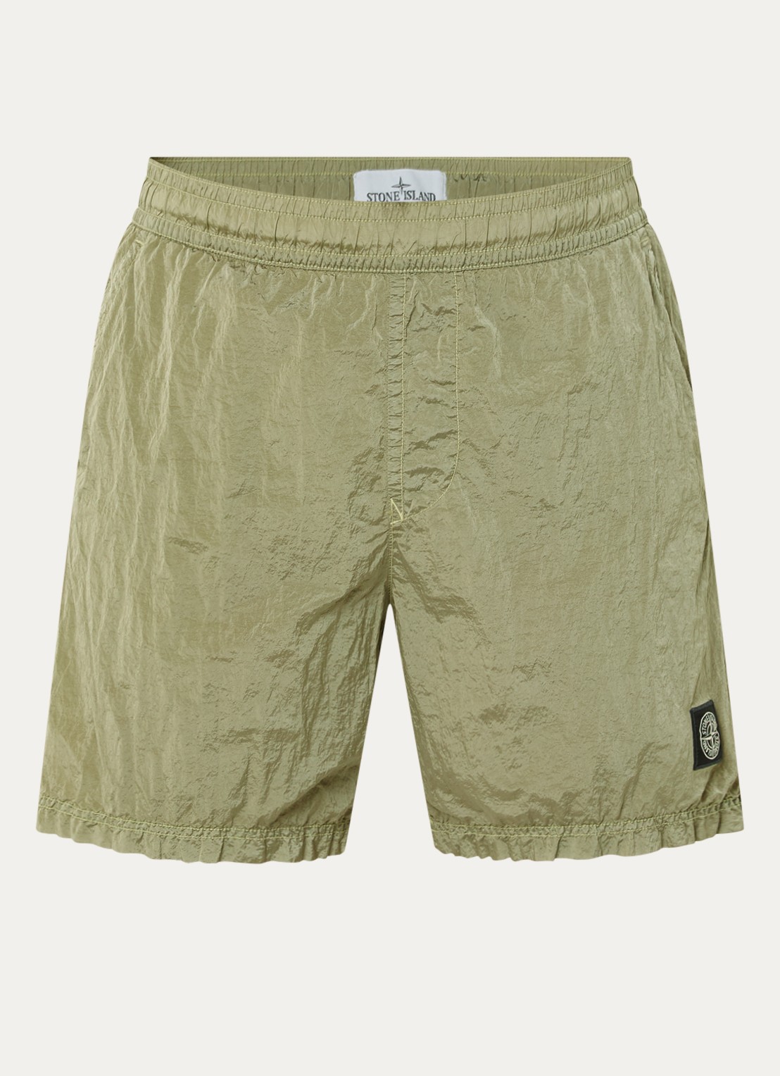 Stone Island S0043 zwemshort met logo en steekzakken - voorkant 3 olijfgroen