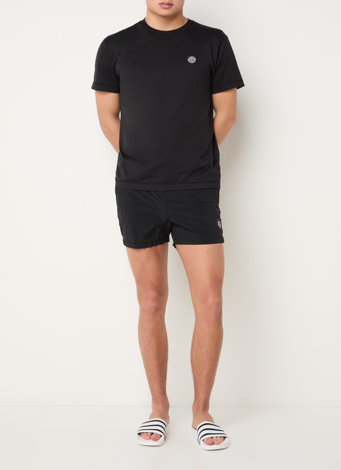 Stone Island S0043 zwemshorts met steekzakken - voorkant 3 zwart