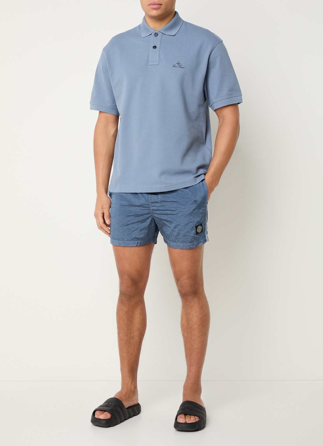 Stone Island S0043 zwemshorts met steekzakken - voorkant 4 staalblauw