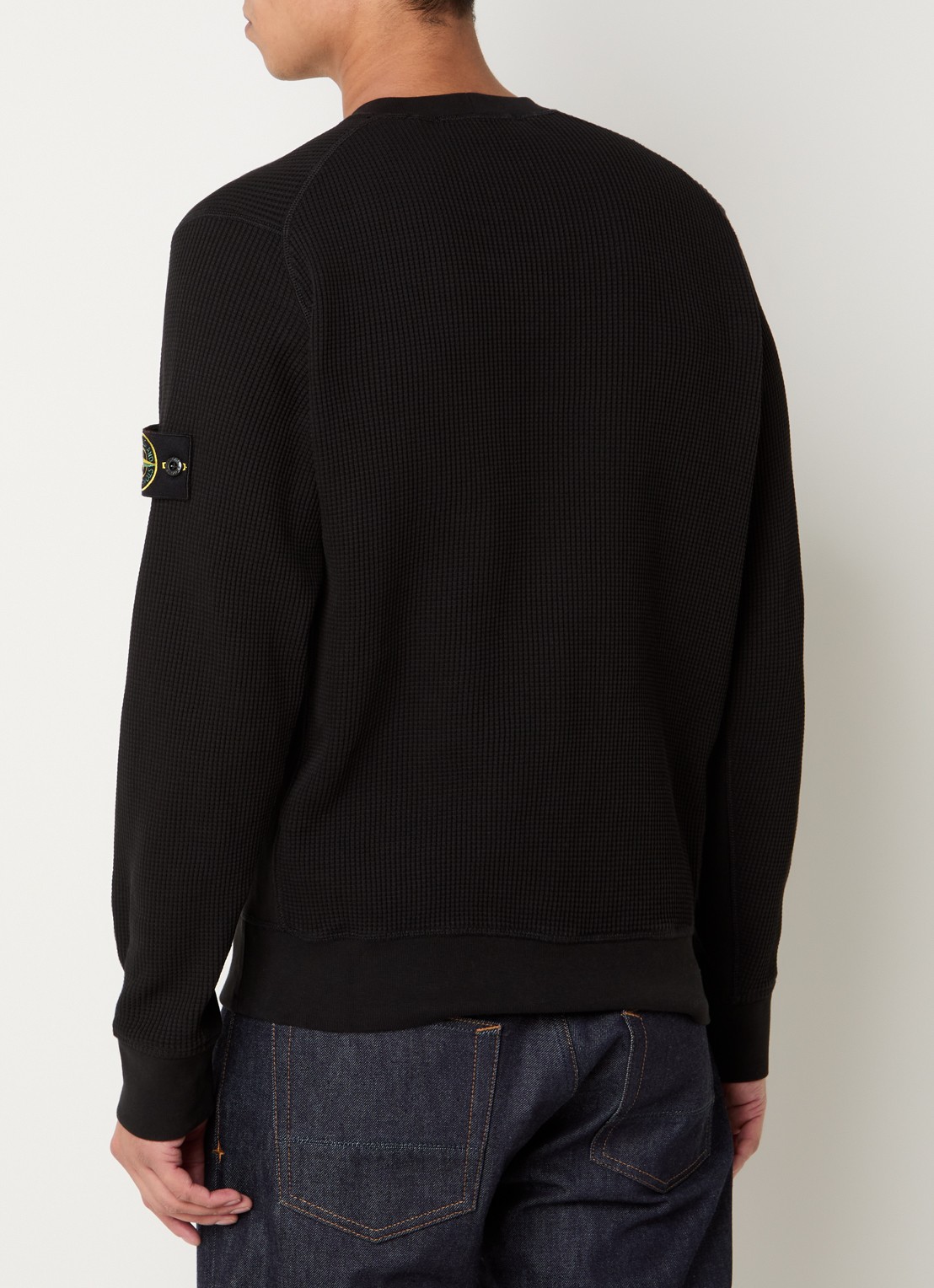 Stone Island S0044 fijngebreide trui met logo - achterkant zwart