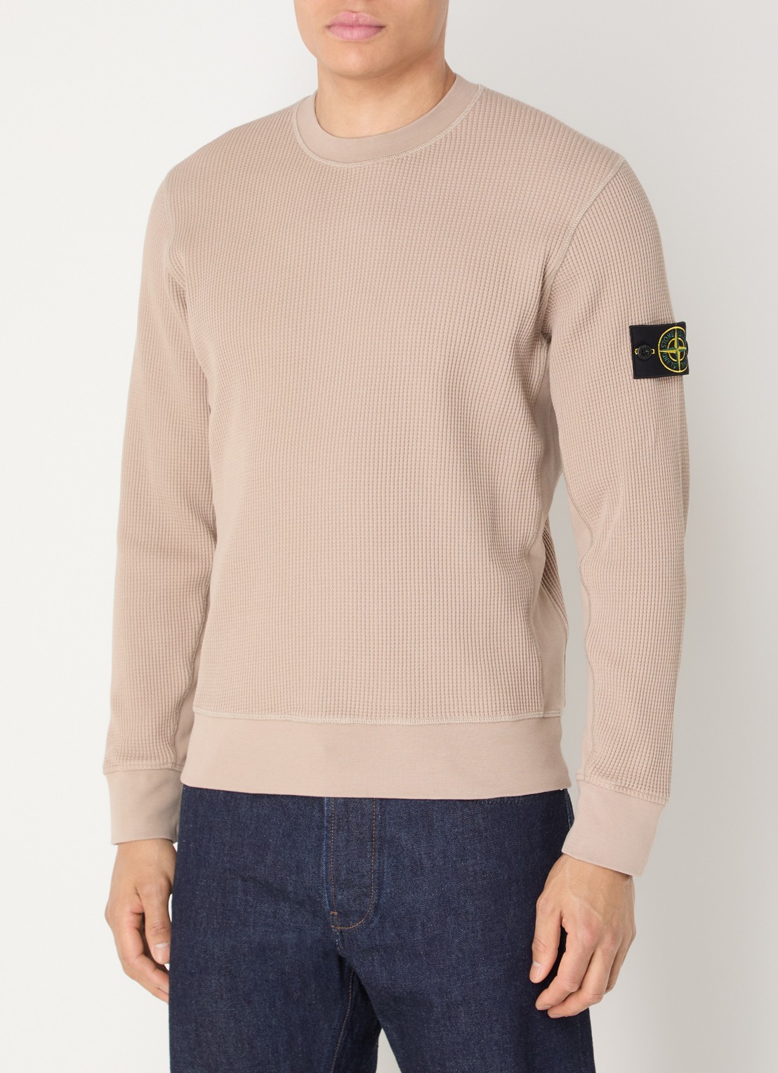 Stone Island S0044 fijngebreide trui met logo - detail 2 donkerbeige