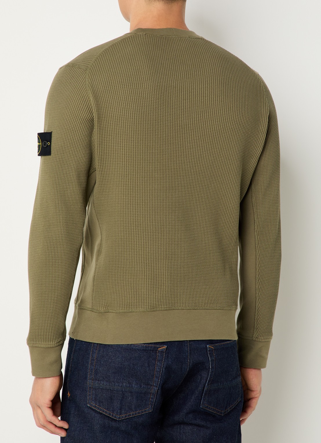 Stone Island S0044 fijngebreide trui met logo - achterkant 5 mosgroen