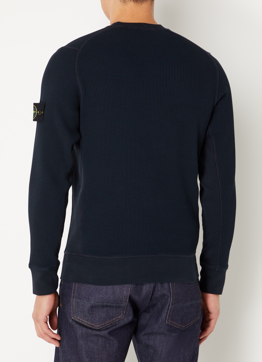 Stone Island S0044 fijngebreide trui met logo - achterkant 5 donkerblauw