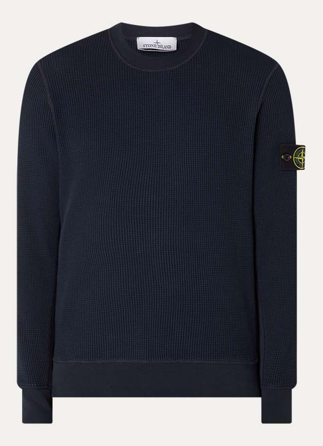 Stone Island S0044 fijngebreide trui met logo - voorkant 3 donkerblauw
