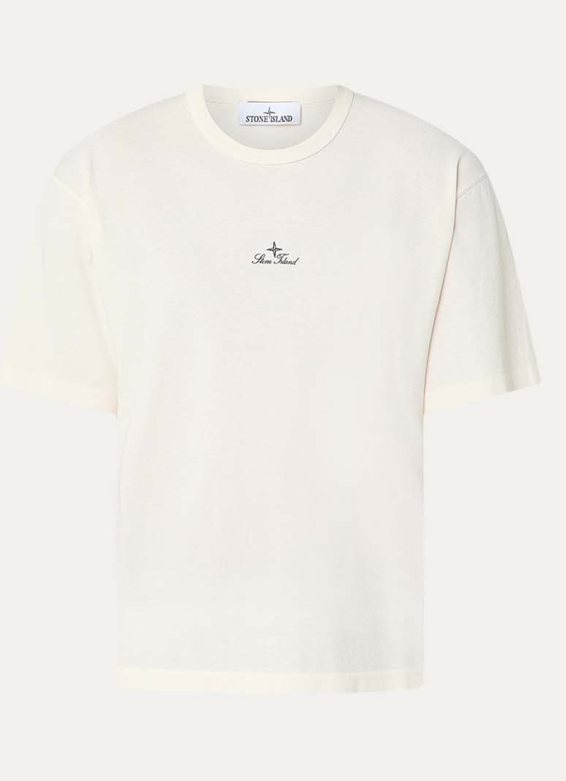 Stone Island S0050 T-shirt met logo - voorkant 3 gebroken wit