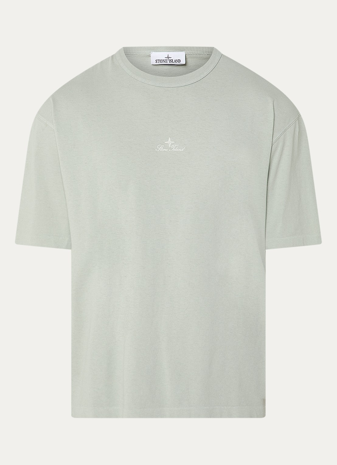 Stone Island S0050 T-shirt met logo - voorkant 2 lindegroen