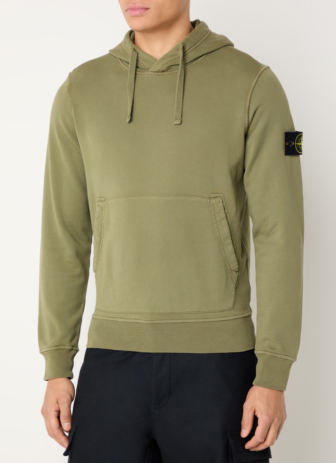 Stone Island S0051 Hoodie met logo - detail mosgroen