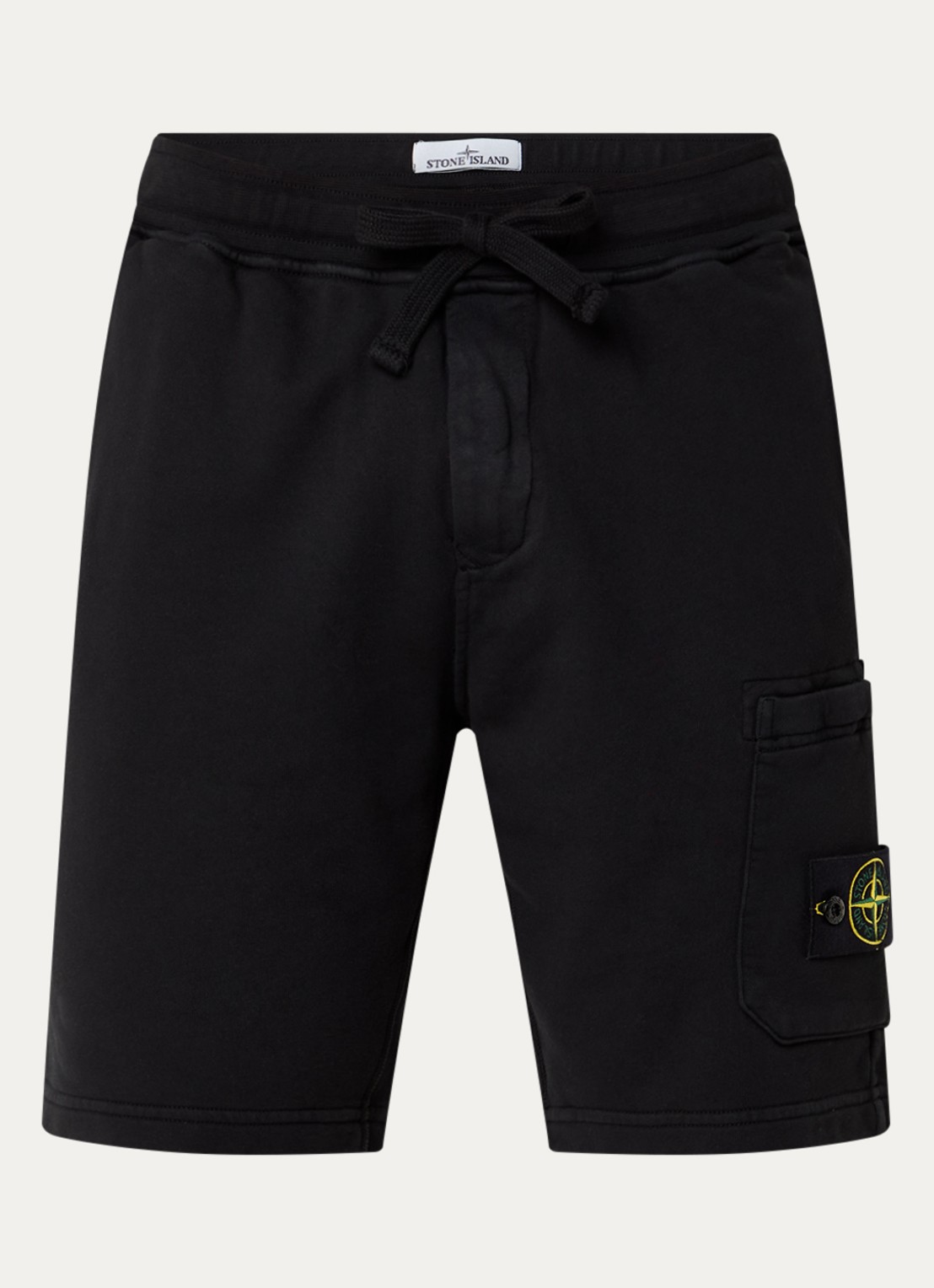 Stone Island S0051 straight fit korte joggingbroek met logo - voorkant 4 zwart