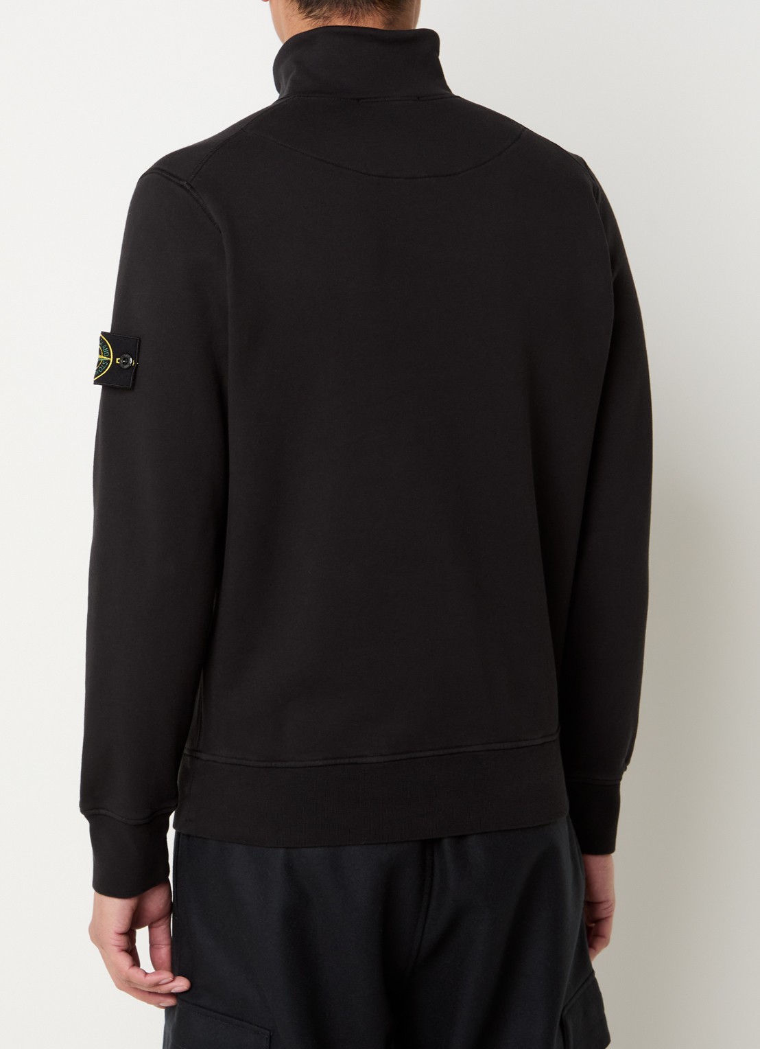 Stone Island S0051 sweater met halve rits en logo - achterkant zwart
