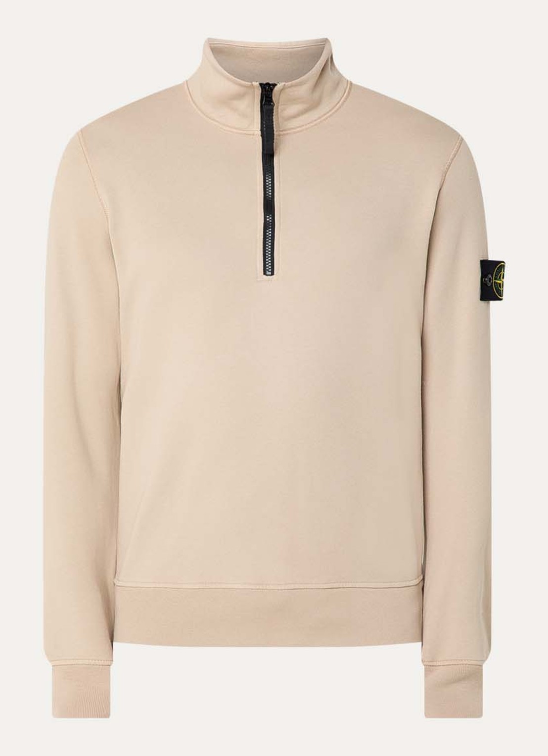 Stone Island S0051 sweater met halve rits en logo - voorkant 3 beige