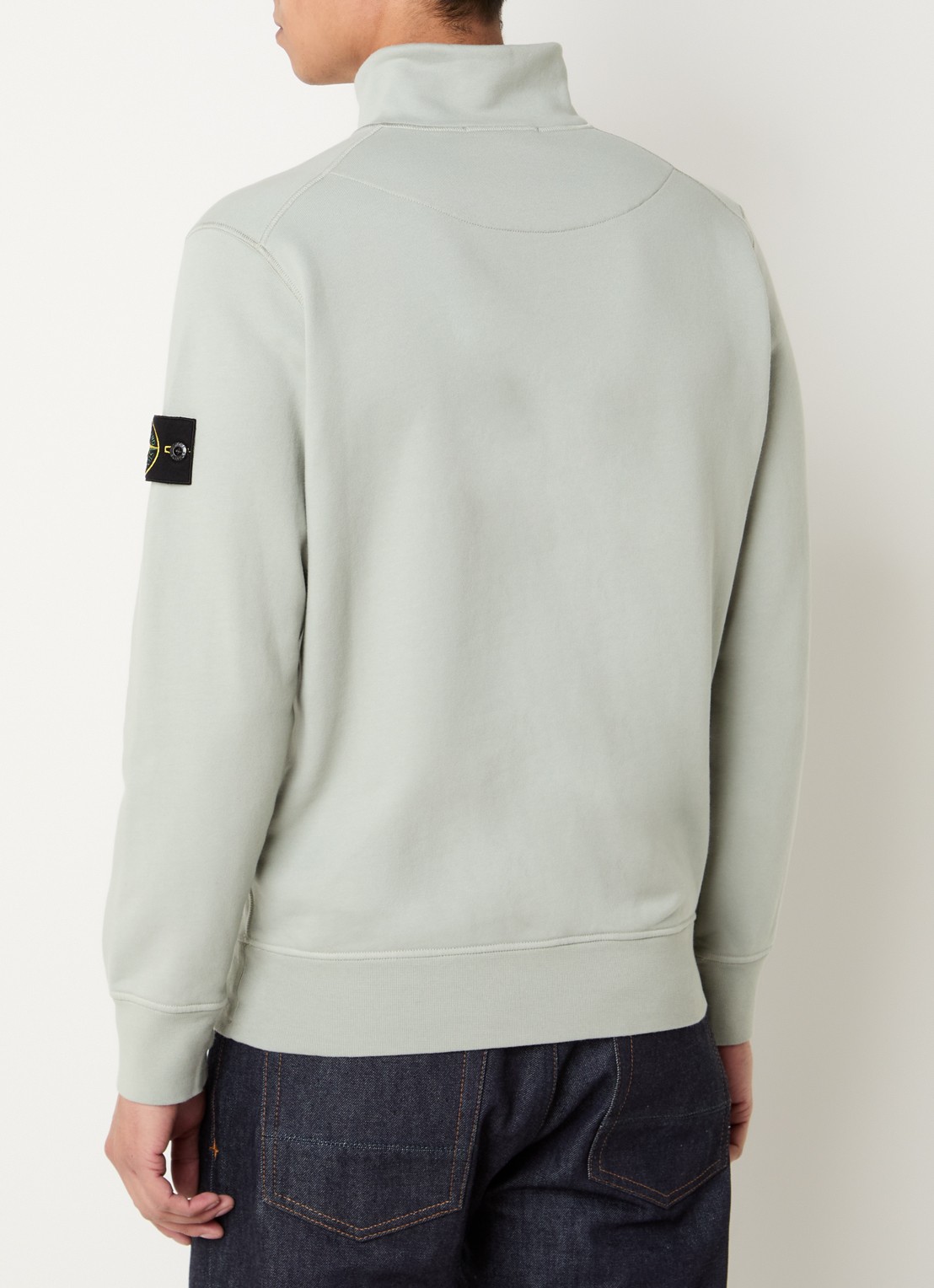 Stone Island S0051 sweater met halve rits en logo - achterkant 5 lindegroen