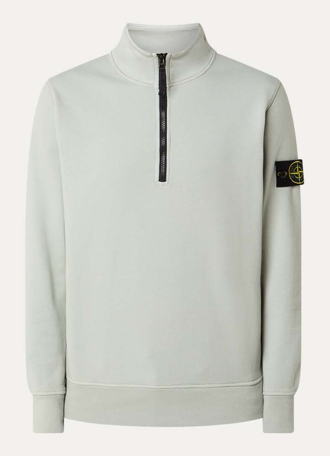 Stone Island S0051 sweater met halve rits en logo - voorkant 3 lindegroen