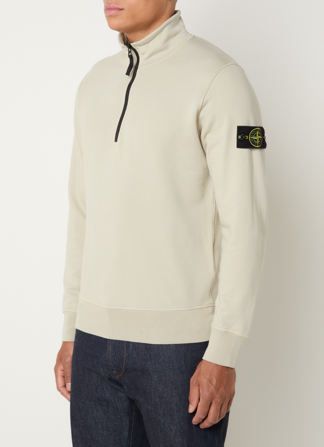 Stone Island S0051 sweater met halve rits en logo - detail 2 khaki