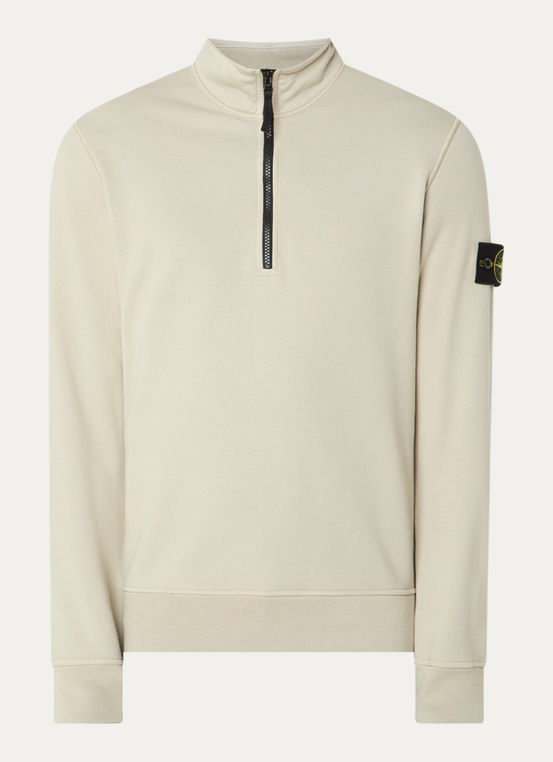 Stone Island S0051 sweater met halve rits en logo - voorkant 4 khaki