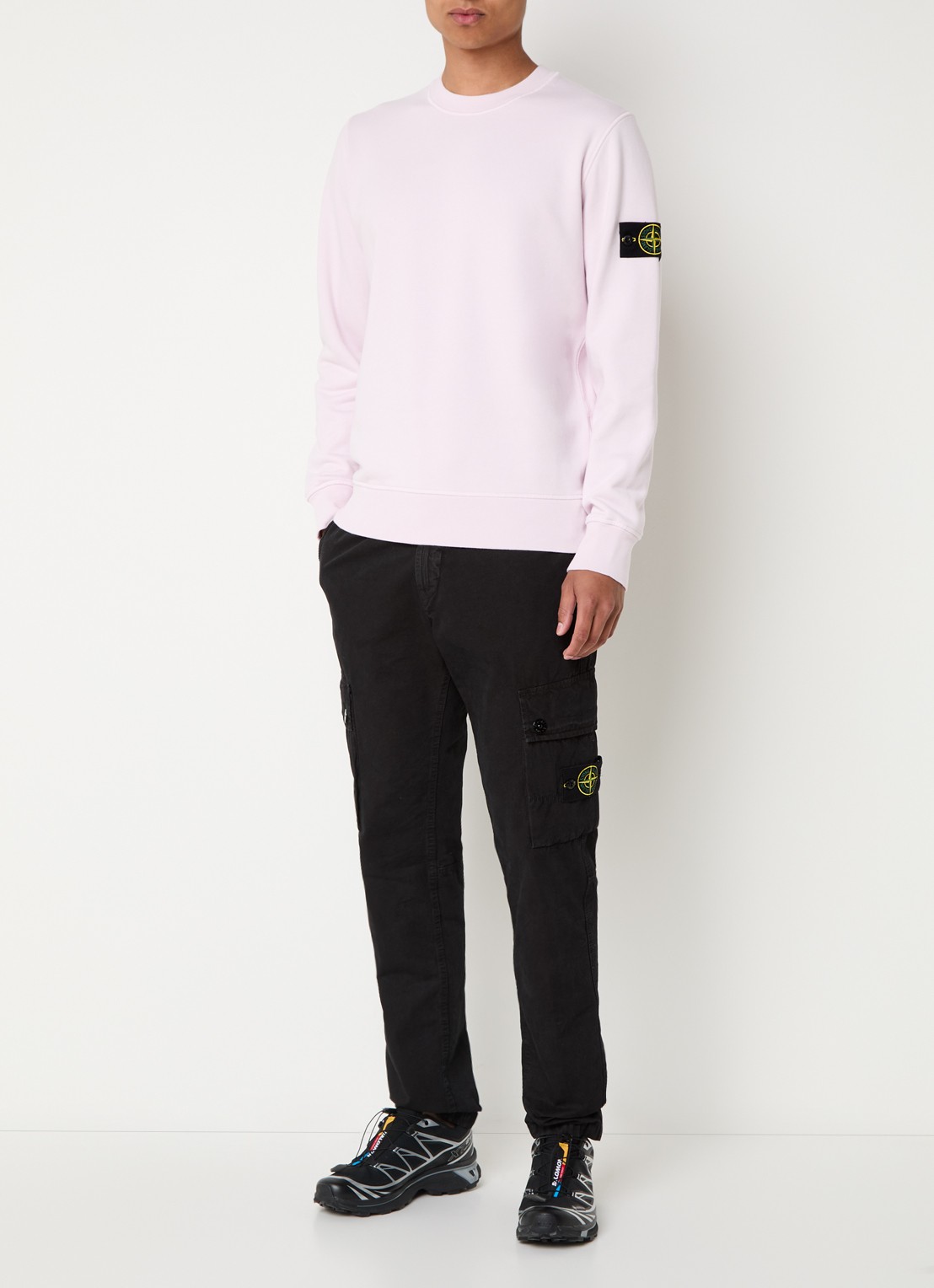 Stone Island S0051 sweater met logo - voorkant 5 lichtroze