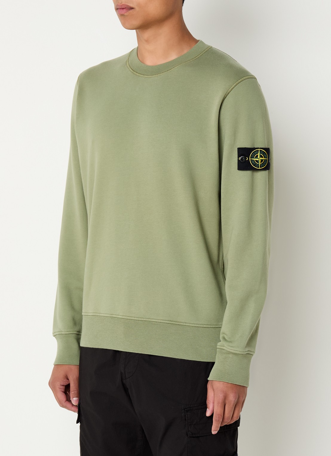 Stone Island S0051 sweater met logo - detail lindegroen