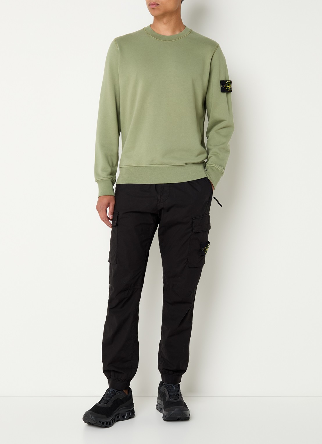 Stone Island S0051 sweater met logo - voorkant 5 lindegroen
