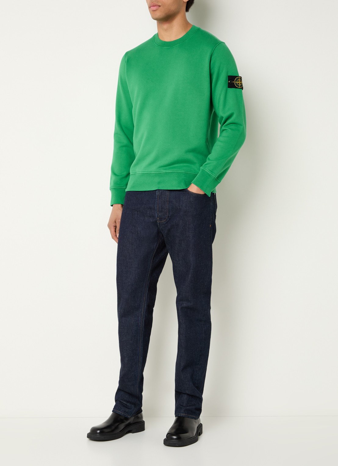 Stone Island S0051 sweater met logo - voorkant 2 groen