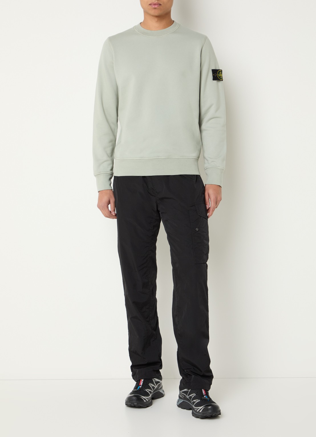 Stone Island S0051 sweater met logo - voorkant 2 lindegroen