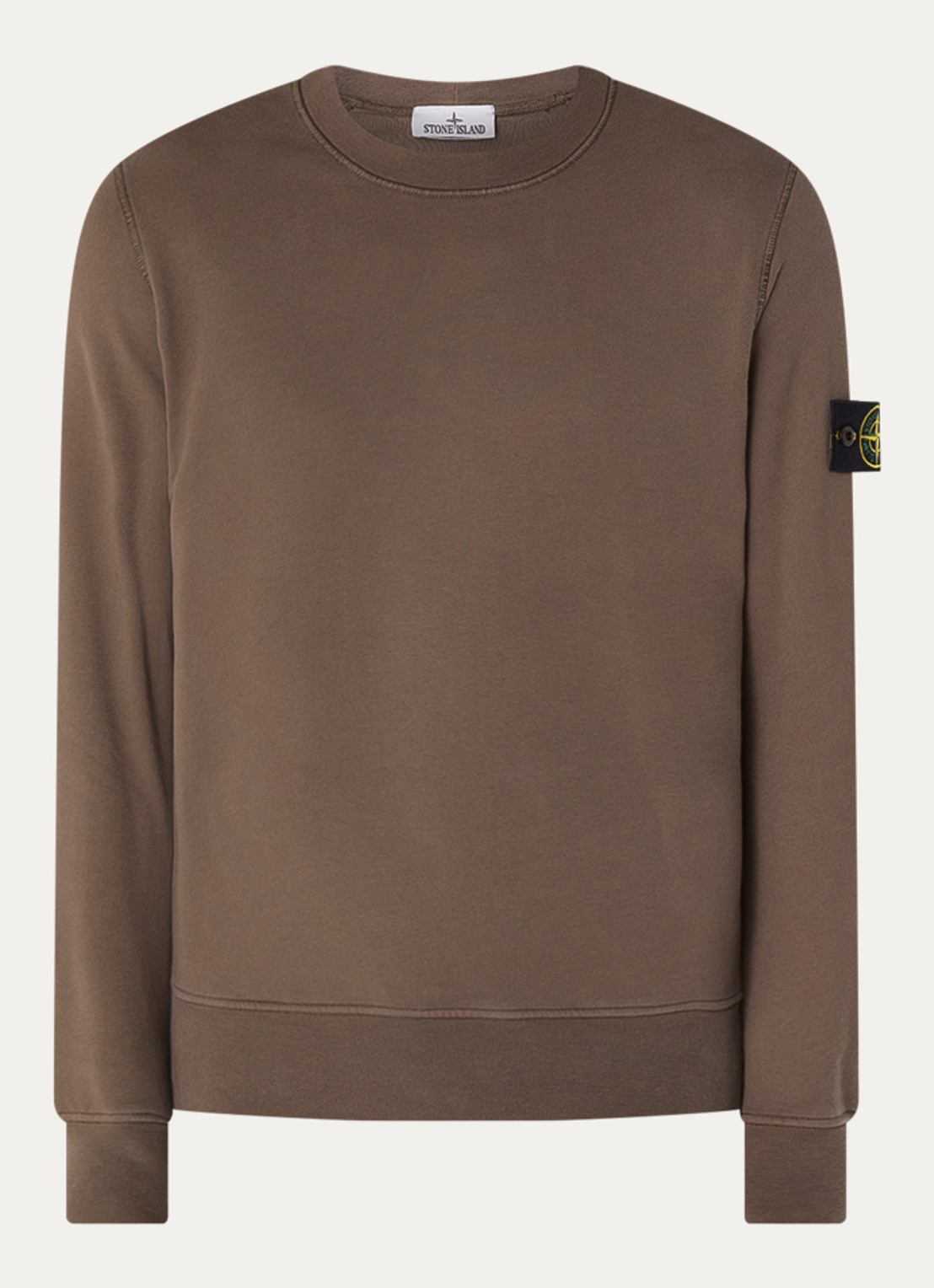 Stone Island S0051 sweater met logo - voorkant 4 donkerbruin