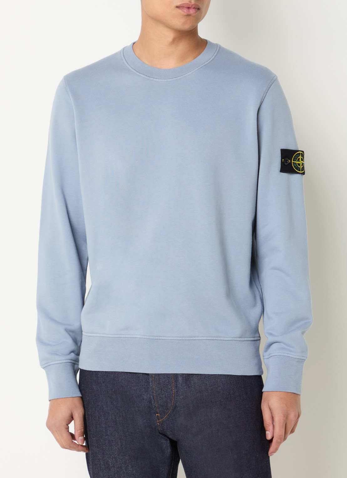 Stone Island S0051 sweater met logo - detail donkerblauw