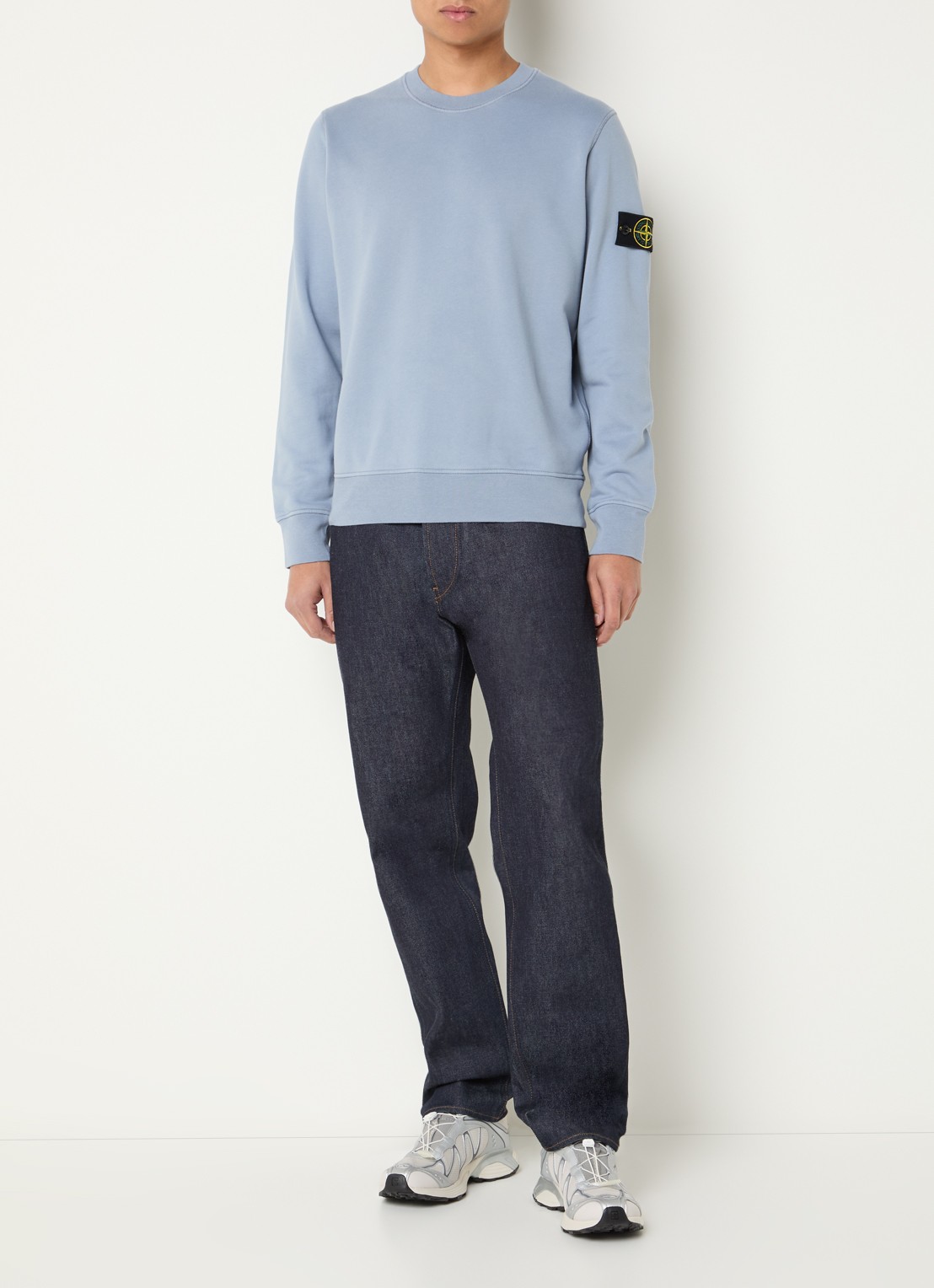 Stone Island S0051 sweater met logo - voorkant 4 donkerblauw