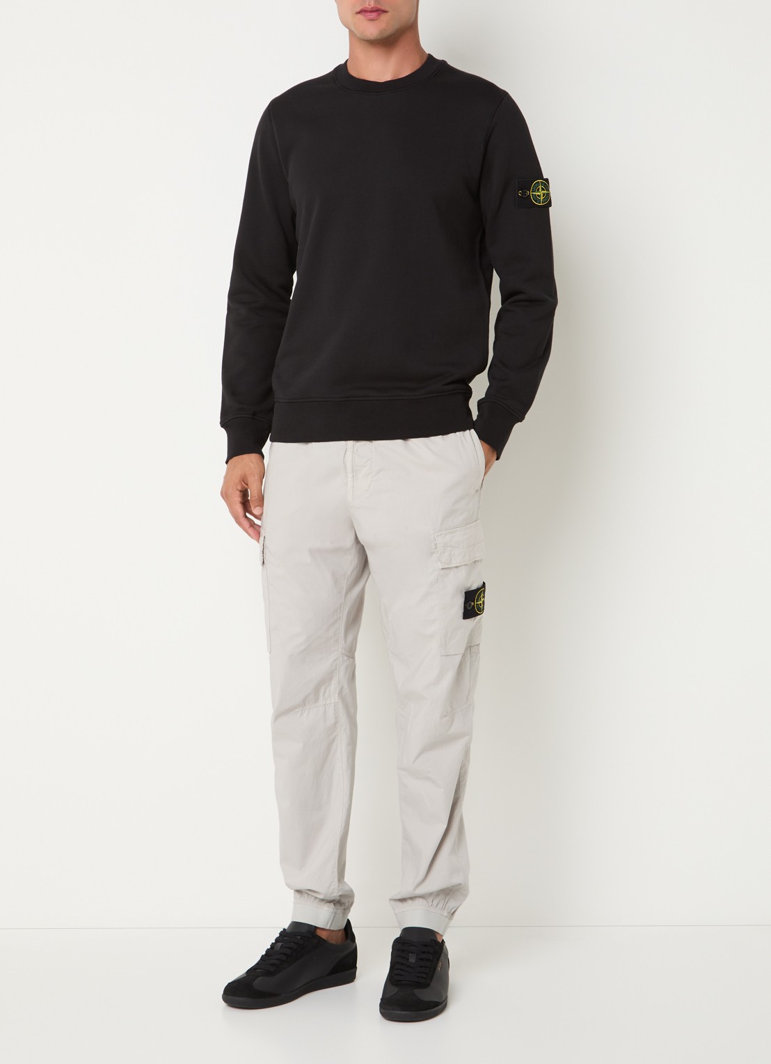 Stone Island S0051 sweater met logo - voorkant 2 zwart