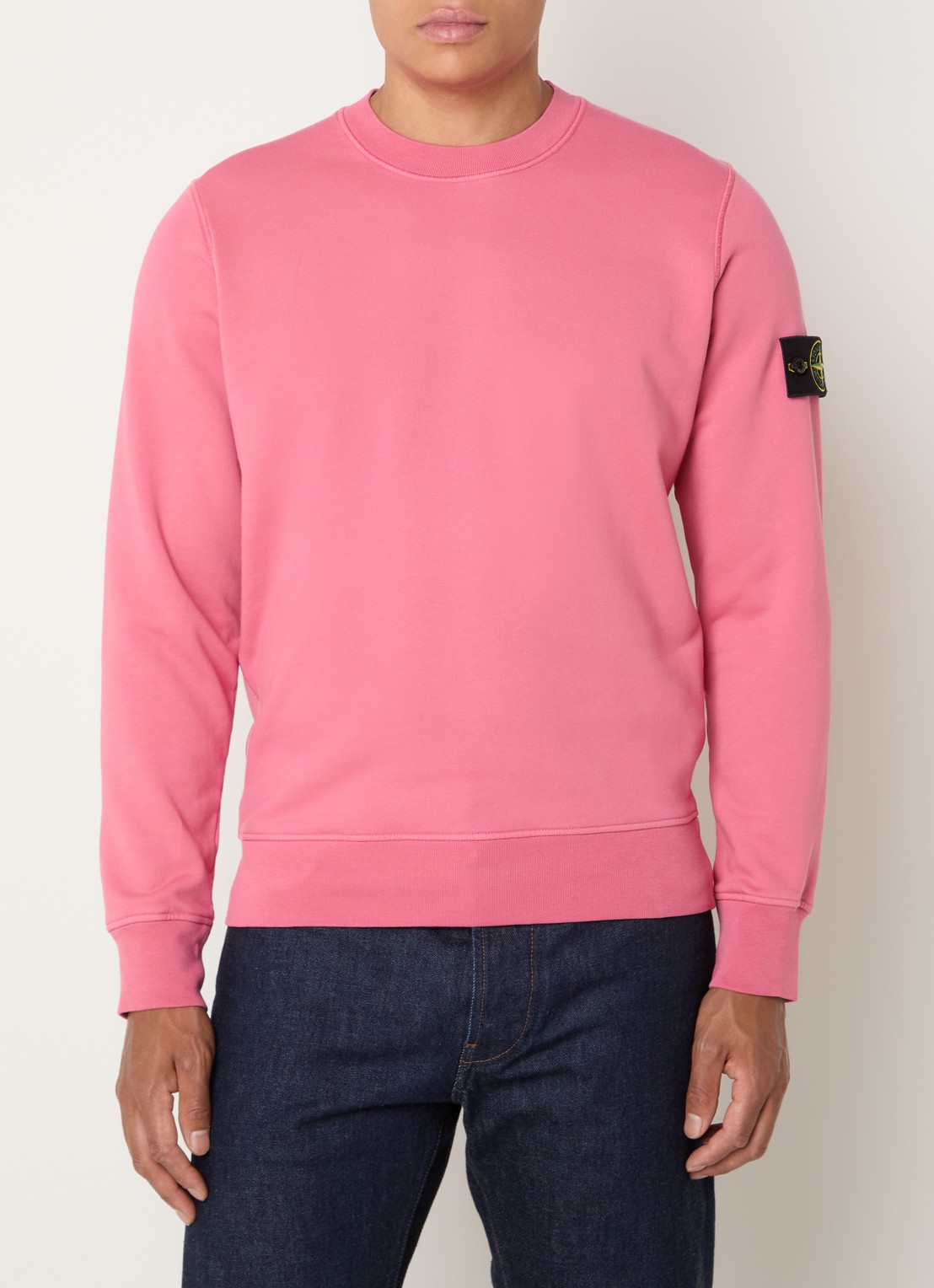 Stone Island S0051 sweater met logo - detail roze