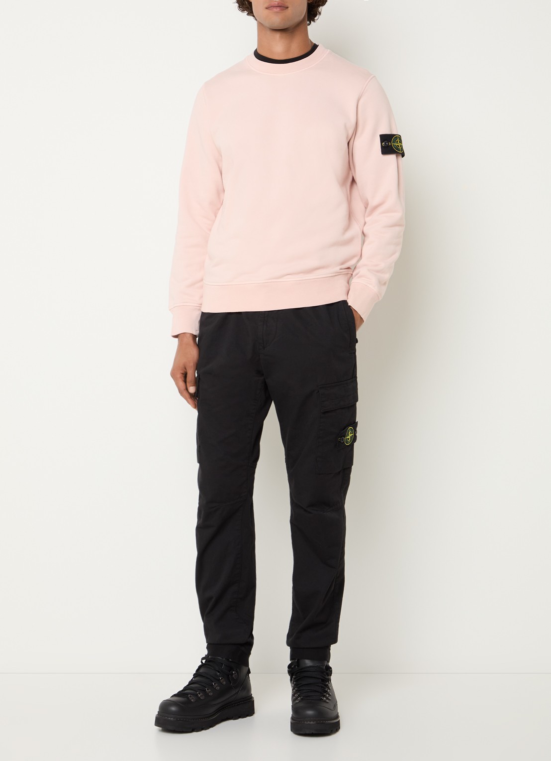 Stone Island S0051 sweater met logo - voorkant 2 lichtroze