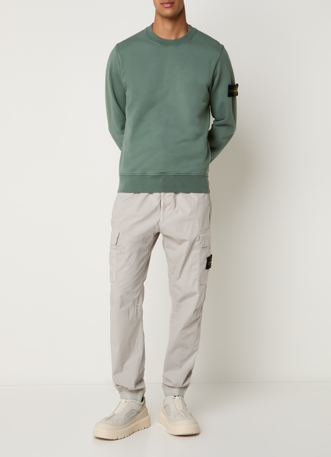 Stone Island S0051 sweater met logo - voorkant 3 zeegroen